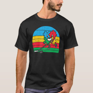 Camiseta Rompecabezas Hockey sobre Hielo Retro Conciencia d