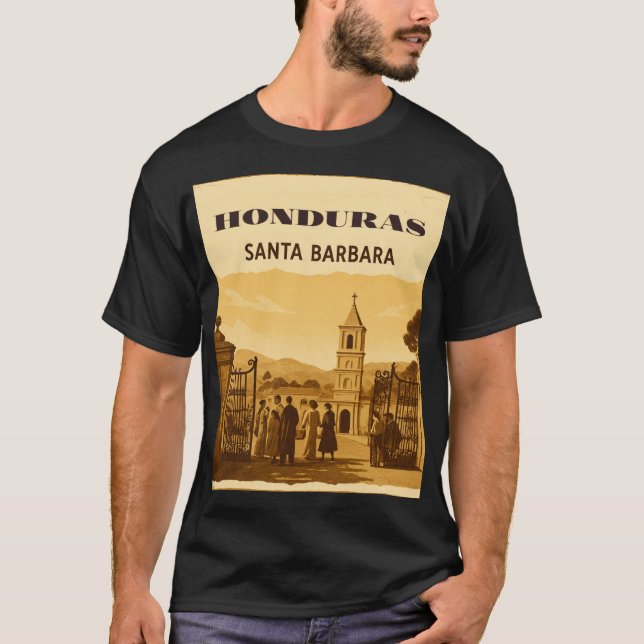 Camiseta Rompecabezas  Honduras Santa Barbara Retro poster (Anverso)