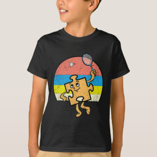 Camiseta Rompecabezas Jugador de Badminton Autism Awareness