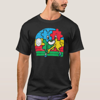 Camiseta Rompecabezas Jugando Voleibol Retro Conciencia del