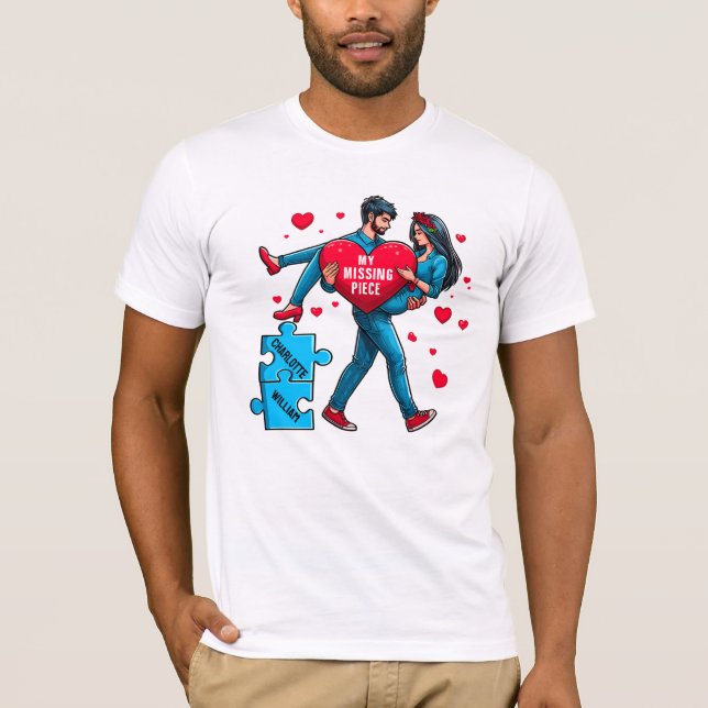 Camiseta Rompecabezas personalizado del amor - Mi pieza per (Anverso)