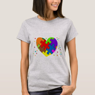 Camiseta Rompecabezas y corazón de la conciencia del autism