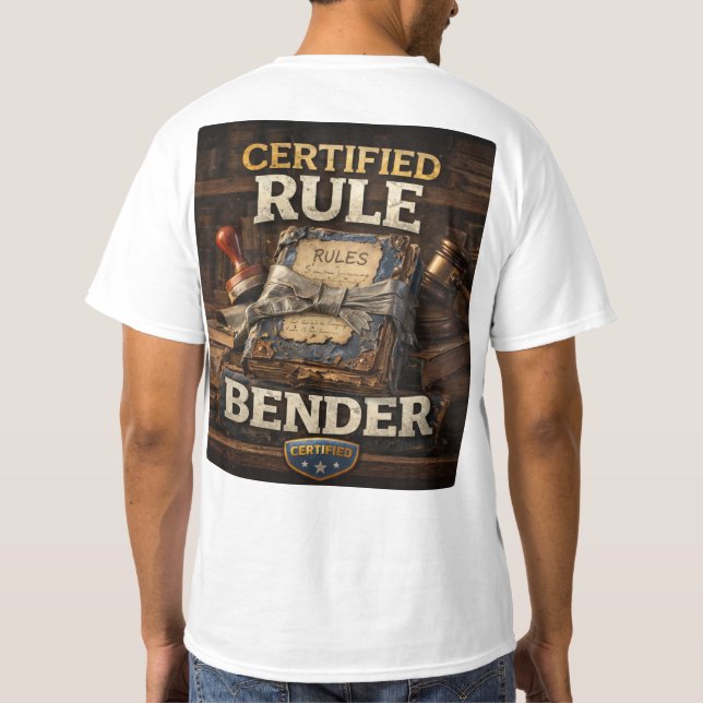 Camiseta rompedor de reglas certificado (Reverso)