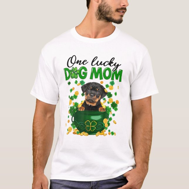 Camiseta Rompeolas verdes irlandesas de perro Rottweiler St (Anverso)