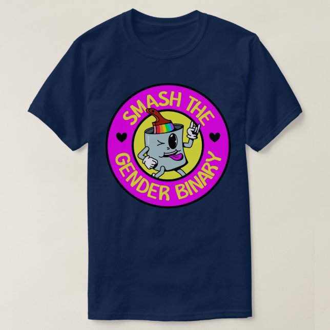 Camiseta Romper el dedo del arco iris binario de género (Diseño del anverso)
