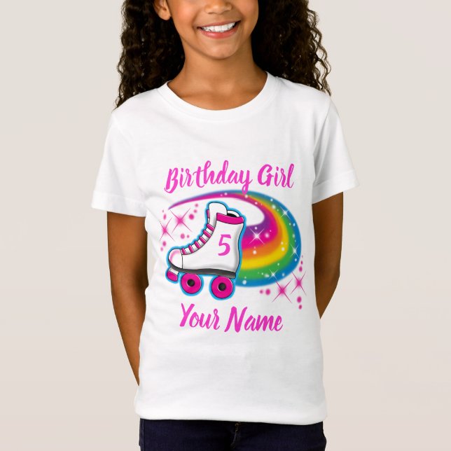 Camiseta Rómulo de esquí arcoiris Chica de cumpleaños cualq (Anverso)