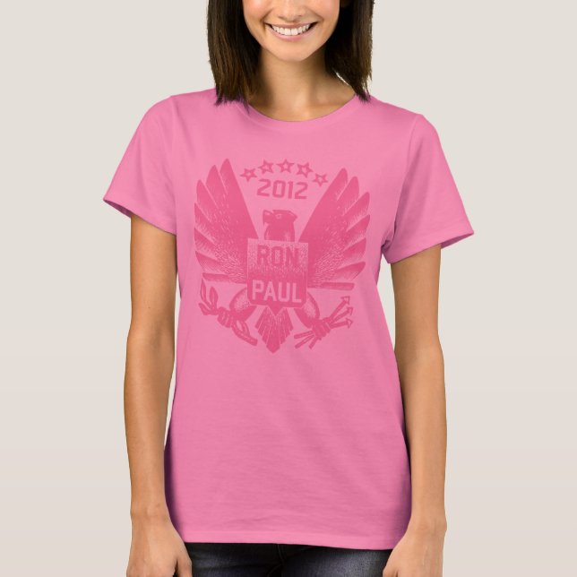 Camiseta Ron Paul 2012 Eagle rosado (Anverso)