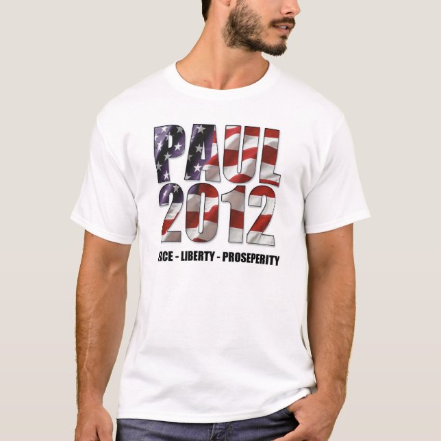 Camiseta Ron Paul 2012 - Paz, libertad, prosperidad (Anverso)