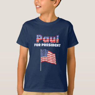 Camiseta Ron Paul para la bandera americana de presidente