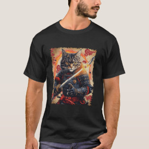 Camiseta Ronin Samurai Cat Warrior con Katana Feline Bushi