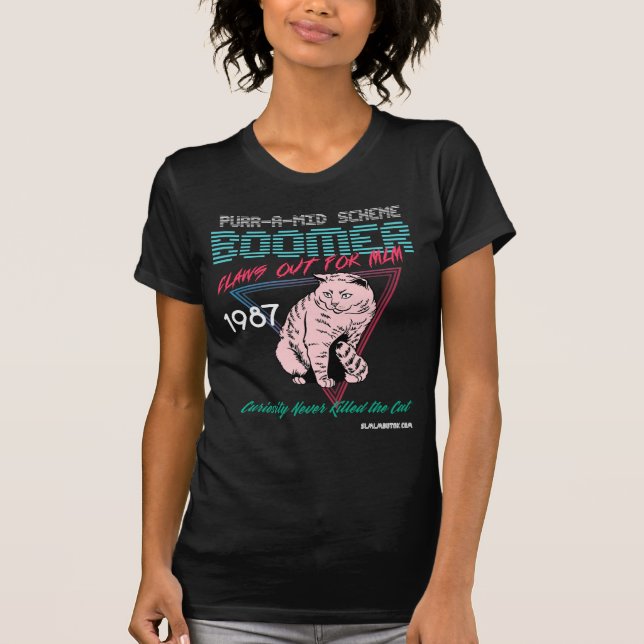 Camiseta Ronroneo-uno-Mediados de nacido en el baby-boom (Anverso)