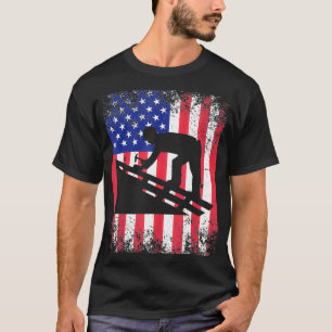 Camiseta Roofer Dad USA Flag Patriotic Tshirt 4 de julio G