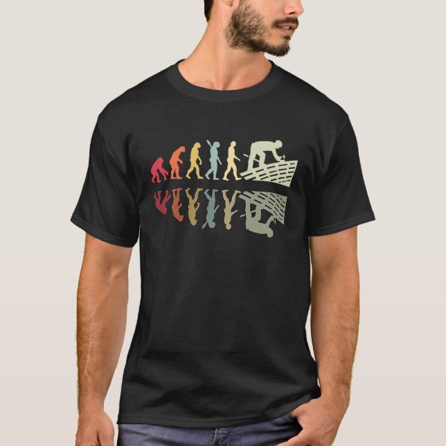 Camiseta Roofer Human Evolution Retro Vintage Construction  (Anverso)