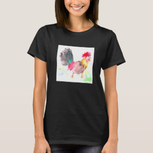 Camiseta Rooster Acuarela Pollo Pintado Animal No