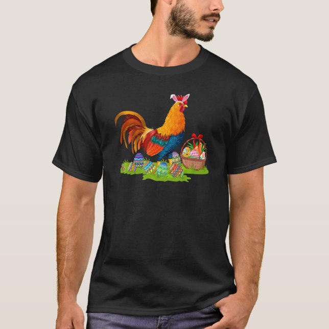Camiseta Rooster Bird Easter Egg Huning Bunny Rooster East (Anverso)
