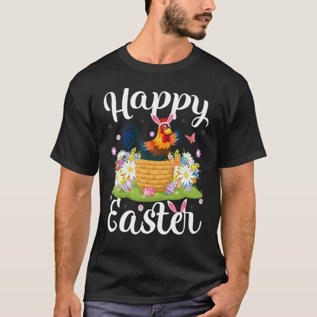 Camiseta Rooster Bird Easter Huevo de caza Floral Rooster E (Anverso)