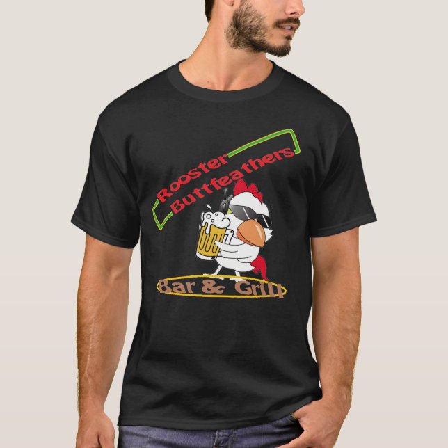 Camiseta Rooster Buttfeathers Bar & Grill (Anverso)