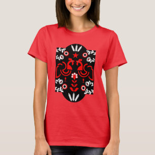 Camiseta Rooster Cockerel Arte Popular Nórdico Escandinavo