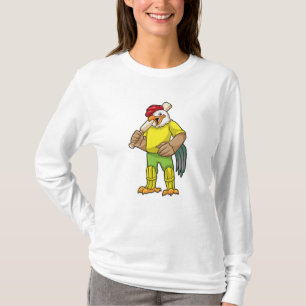 Camiseta Rooster como bateador con bate de críquet