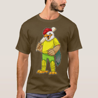 Camiseta Rooster como bateador con bate de críquet