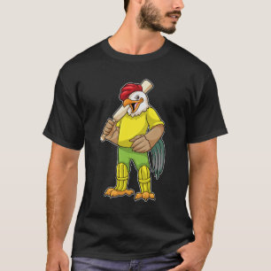 Camiseta Rooster como bateador con bate de críquet