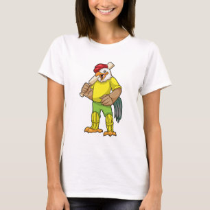 Camiseta Rooster como bateador con bate de críquet