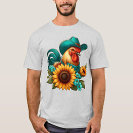 Camiseta Rooster con Gorra Verde azulado y girasoles