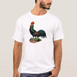 Camiseta Rooster de plumas verdes antiguas