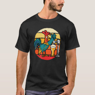 Camiseta Rooster de pollo retro Beer Being Funny Farm Ani