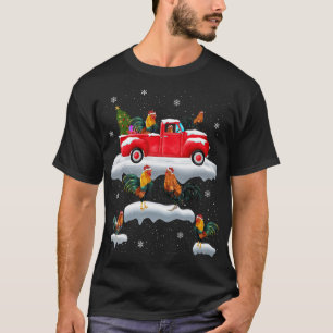 Camiseta Rooster Driting Christmas Tree Red Truck Rooster C