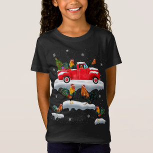 Camiseta Rooster Driting Christmas Tree Red Truck Rooster C