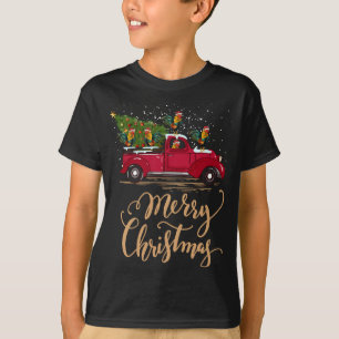 Camiseta Rooster Driting Christmas Tree Red Truck Rooster X