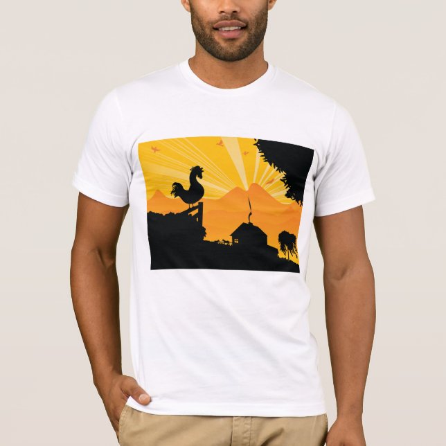 Camiseta Rooster Farm Landscape Mens T-Shirt (Anverso)