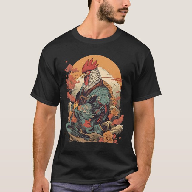 Camiseta Rooster japonés de Samurai (Anverso)