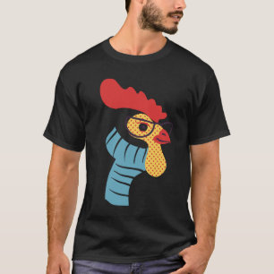 Camiseta Rooster Moderno Ilustracion de arte negro simple