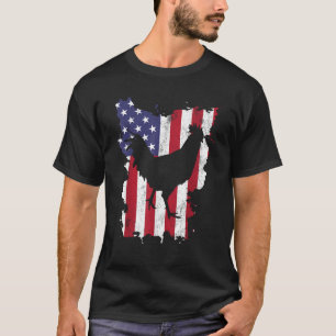 Camiseta Rooster Patriótico Pollo 4 De Julio Bandera De Est