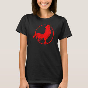 Camiseta Rooster Rojo Cocky Zodiak Chicken Silhouette