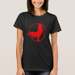 Camiseta Rooster Rojo Cocky Zodiak Chicken Silhouette