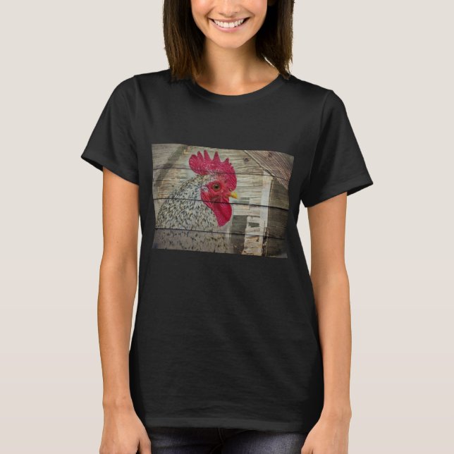 Camiseta Rooster Rustic Chicken Coop Barn Board (Anverso)