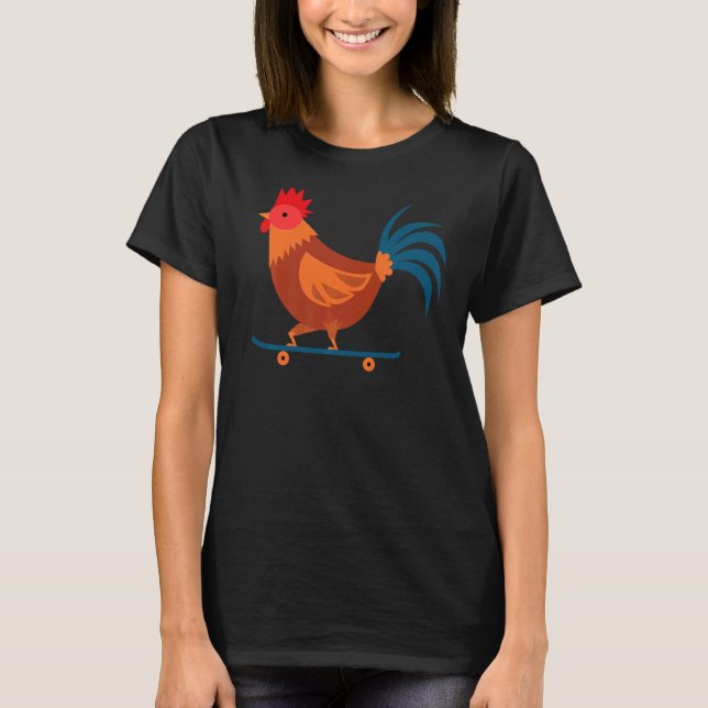 Camiseta Rooster Skateboard Farm Poultry Skateboard (Anverso)