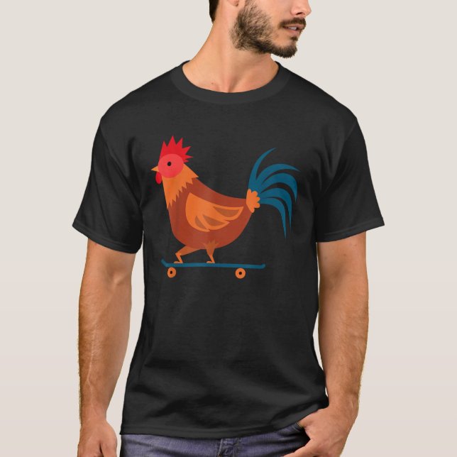 Camiseta Rooster Skateboard Farm Poultry Skateboard (Anverso)