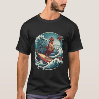 Camiseta Rooster Surfer Chicken Surfing Kauai Hawaiian Surf