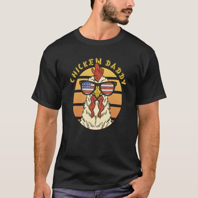 Camiseta Rooster US Gafas de sol Pollo Papi Retro Bandera d (Anverso)