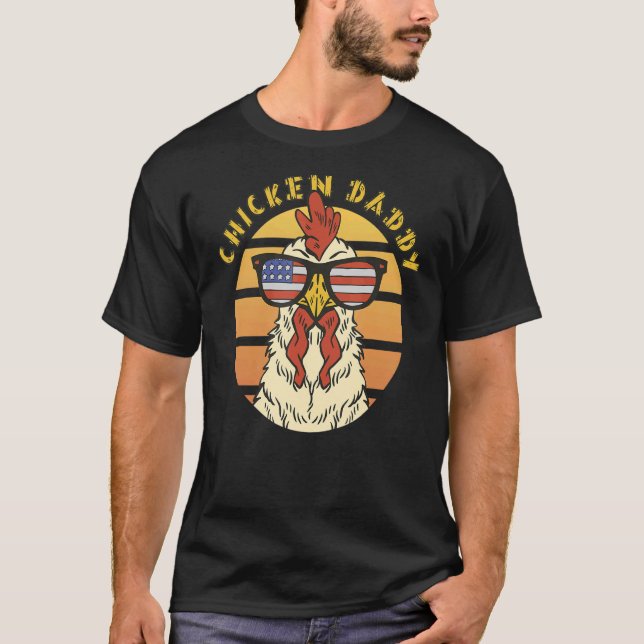 Camiseta Rooster US Gafas de sol Pollo Papi Retro Bandera d (Anverso)