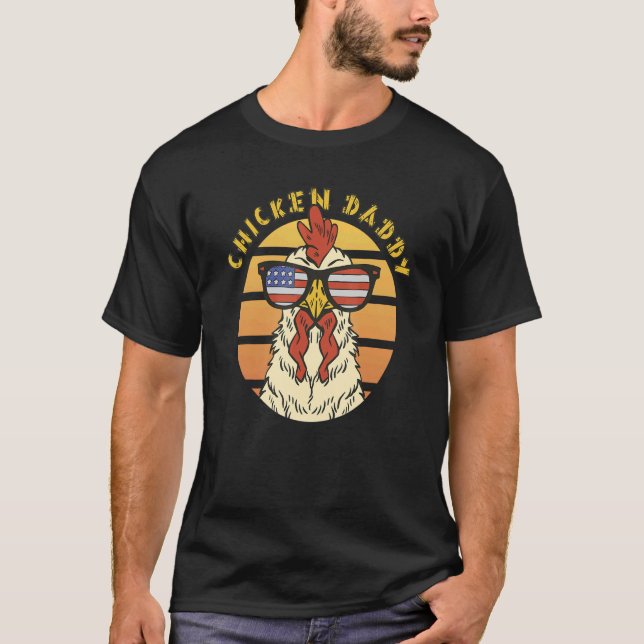 Camiseta Rooster US Gafas de sol Pollo Papi Retro Bandera d (Anverso)