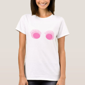 Camiseta Ropa Americana Femenina Ojos/Rimas Rosados