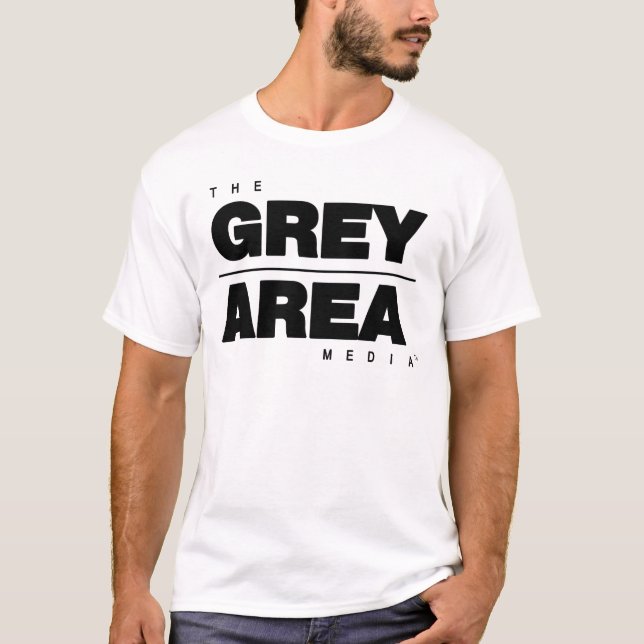 Camiseta Ropa blanca negra del área gris (Anverso)