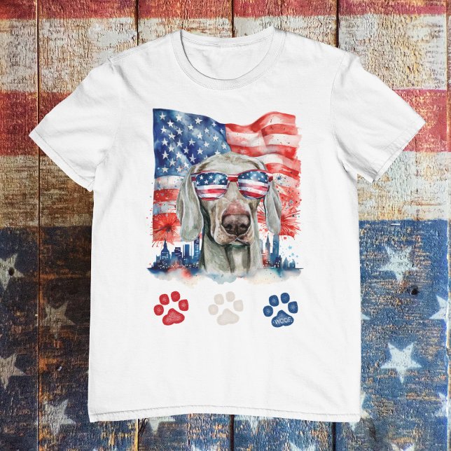 Camiseta Ropa blanca roja azul Weimaraner Perro Americano 4 (Subido por el creador)