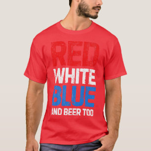Camiseta Ropa blanca roja y cerveza al 4 de julio Hombres M