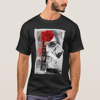 Camiseta Ropa callejera de romance oscuro rosa roja gótica